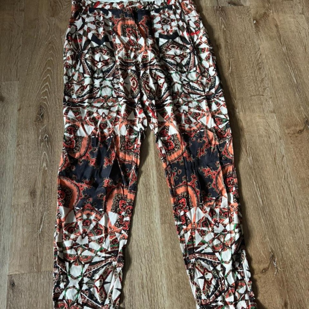 Maje Orange Black Abstract Pattern Pants Size 36/S